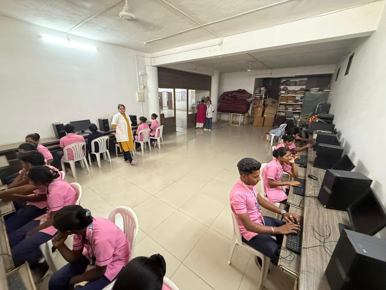 Computer lab session in progress – full room