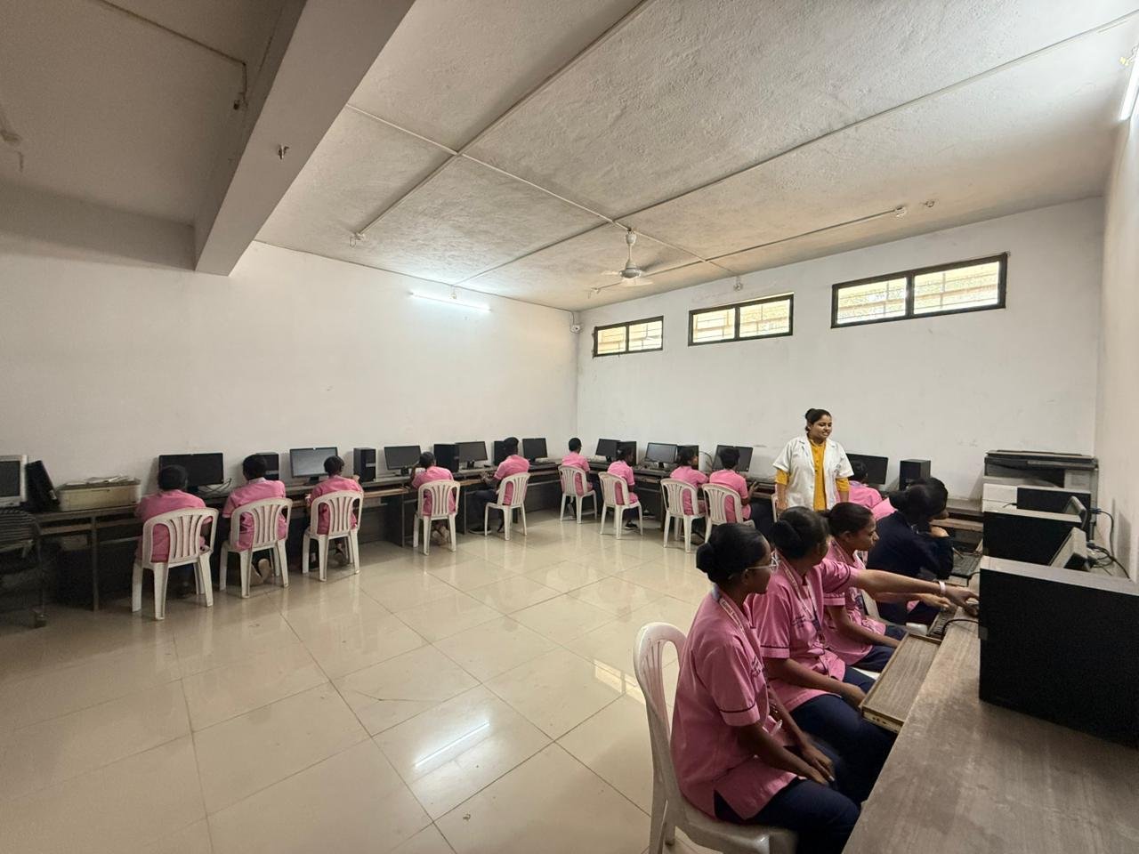 Students at workstations – close up